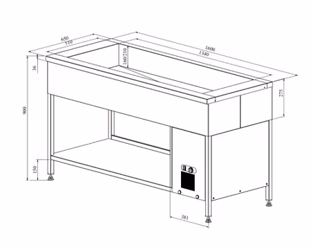 Kylbrunn med öppet stativ 4xGN1/1-150, 1600x650x900, KAJ 1600, COOLPART