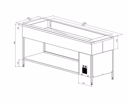 Kylbrunn med öppet stativ 5xGN1/1-150, 2000x650x900, KAJ 2000, COOLPART