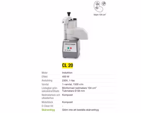 Grönsaksskärare CL20, 400W, ROBOT COUPE