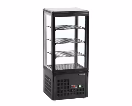 Displaykyl bordsmodell 3st svarta näthyllor+Bottenhylla, 428x386x1000mm, TEFCOLD