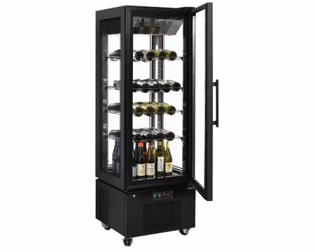 Displaykyl Golvmodell 5st glashyllor+Bottenhylla, 650x650x1950mm, TEFCOLD