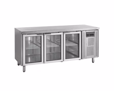 Kylbänk 3 glasdörrar Med GN1/1 Hyllor, 1795x700x880mm, TEFCOLD