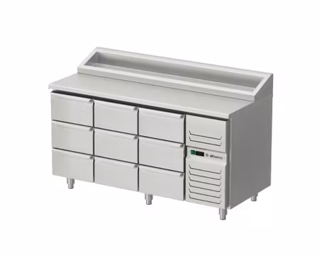 Kallskänkskylbänk Med 9 draglådor, RFR Toppskiva, 1600x700x900, Allthermo