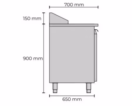 Kallskänkskylbänk Med 2 dörrar+6 draglådor, RFR Toppskiva, 2100x700x1050, Allthermo