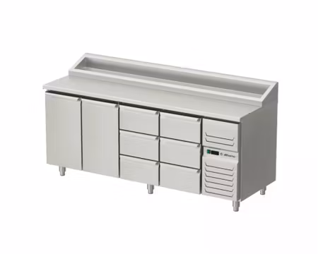 Kallskänkskylbänk Med 2 dörrar+6 draglådor, RFR Toppskiva, 2000x700x1050, Allthermo