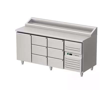 Kallskänkskylbänk Med 1 dörr+6 draglådor, RFR Toppskiva, 1800x700x1050, Allthermo