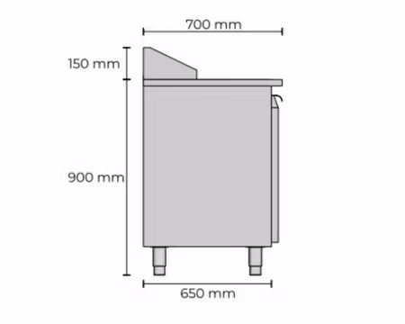 Kallskänkskylbänk Med 2 dörr+3 draglådor, RFR Toppskiva, 1600x700x1050, Allthermo