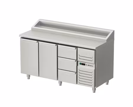 Kallskänkskylbänk Med 2 dörr+3 draglådor, RFR Toppskiva, 1600x700x1050, Allthermo
