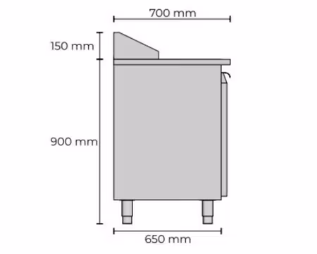 Kallskänkskylbänk Med 1 dörr+3 Draglådor, RFR Toppskiva, 1200x700x1050, Allthermo