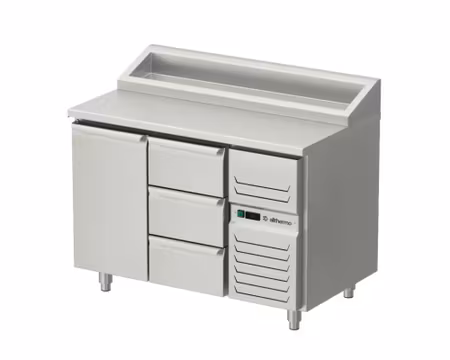 Kallskänkskylbänk Med 1 dörr+3 Draglådor, RFR Toppskiva, 1200x700x1050, Allthermo