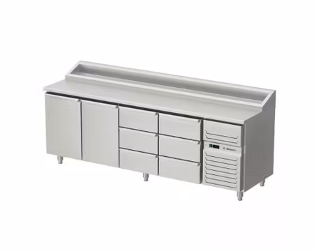 Kallskänkskylbänk Med 2 Dörrar+6 Draglådor, RFR Toppskiva, 2400x700x1050, Allthermo