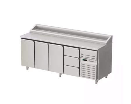 Kallskänkskylbänk Med 3 Dörrar+3 Draglådor, RFR Toppskiva, 2400x700x1050, Allthermo
