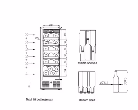 Vinkyl TFW100-S, 295x570x860 mm  80Liter, TEFCOLD