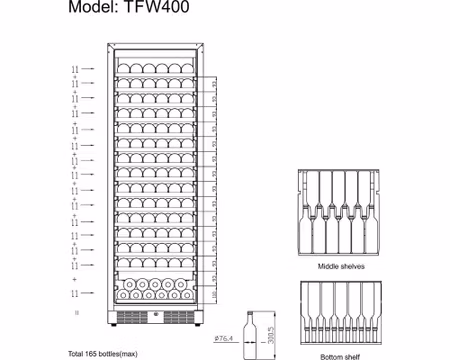 Vinkyl TFW400-S, 595x680x1760 mm 426Liter, TEFCOLD