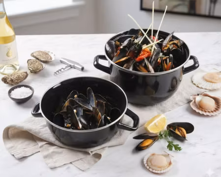 Musselgryta med lock, 20cm/22cm/26cm, HENDI