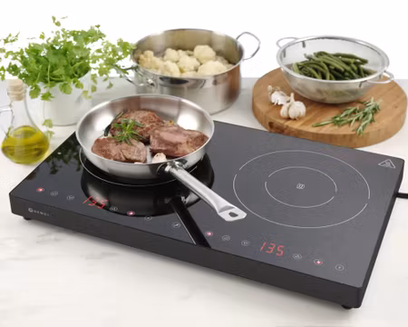 Dubbel induktionshäll Kitchen Line bottenstorlek: Ø120–220mm 2kW+1,5kW, HENDI