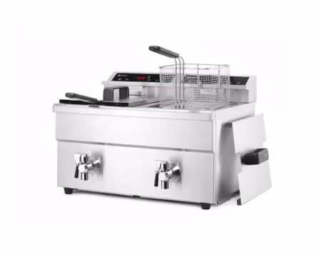 Fritös Profi Line med avtappningskran-Digital kontrollpanel 577x609mm, 8+8Liter 7kW, HENDI