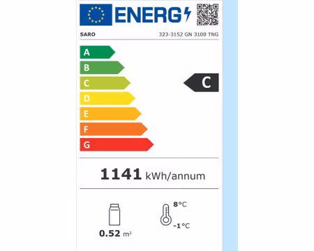 Kylbänk GN 3100 TNG, 3 Glasdörrar  B1795xD700xH890-950 mm, SARO