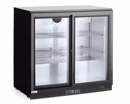 Barkyl 900x520x(h)865mm, 2 Självstängde Glasdörrar 193Liter, HENDI