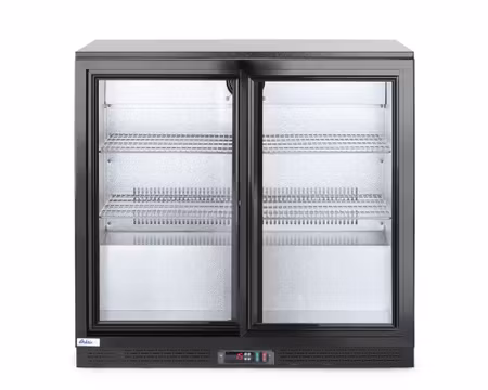 Barkyl 900x520x(h)865mm, 2 Självstängde Glasdörrar 193Liter, HENDI