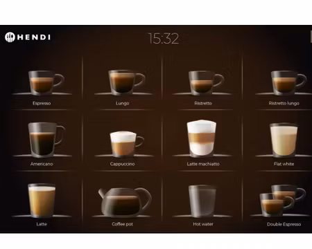 Kaffemaskin Automatisk 10” pekskärm Kapacitet 80–100 koppar/dag, HENDI