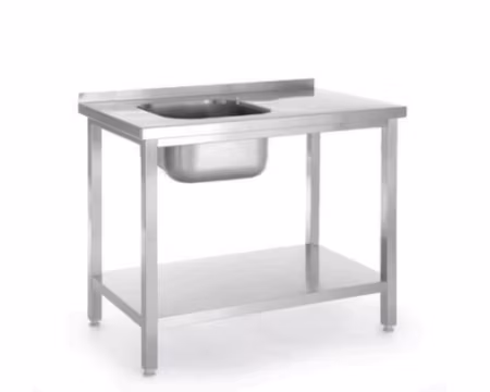 Diskbänksbord Handfat Vänster, Med Underhylla 800x600x(H)850mm, HENDI