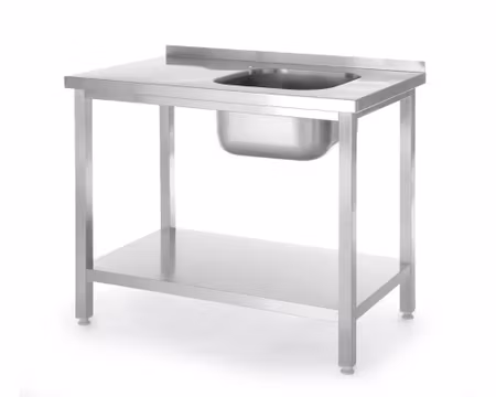 Diskbänksbord Handfat Höger, Med Underhylla 1000x600x(H)850mm, HENDI