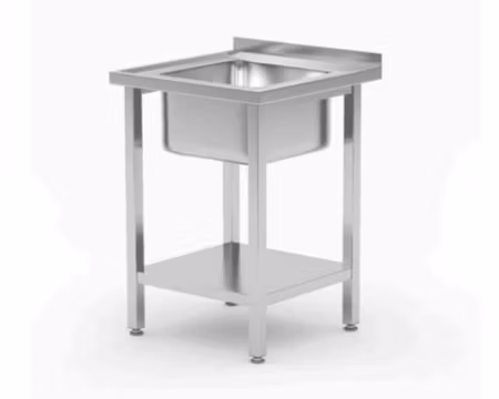 Diskbänksbord Handfat Mitten, Med Underhylla 600x600x(H)850mm, HENDI