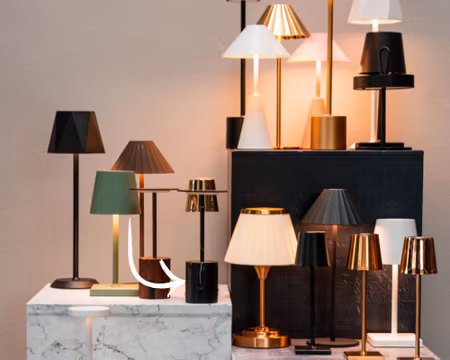 Bordslampa TOKYO Svart Marmormönster Laddbar, STYLEPOINT