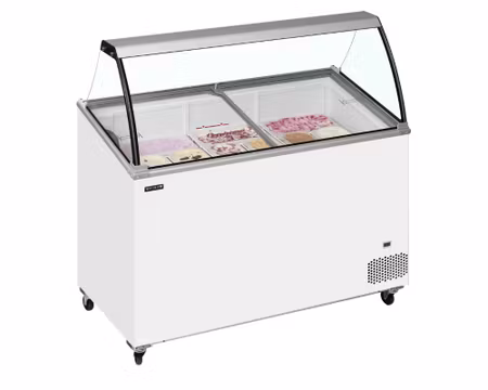 Glass Displayfrys IC401SCE+SO Vinklade Glaslock, 1300x615x1295mm, TEFCOLD