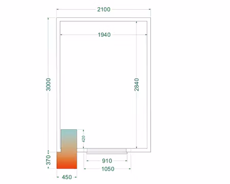 Kylrum CRPF2130WD, 2100x3000x2200mm Ventilerad, TEFCOLD