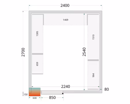 Kylrum CRPF2427WD, 2400x2700x2200mm Ventilerad, TEFCOLD