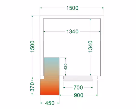 Kylrum CRPF1515, 1500x1500x2200mm Ventilerad, TEFCOLD