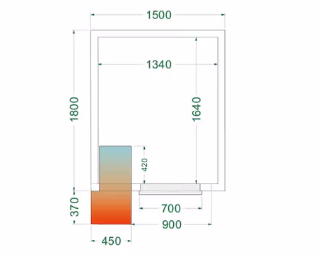 Kylrum CRPF1518, 1500x1800x2200mm Ventilerad, TEFCOLD