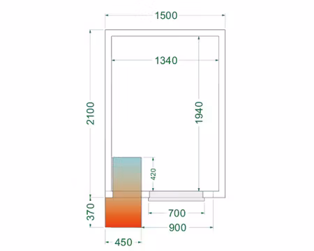 Kylrum CRPF1521, 1500x2100x2200mm Ventilerad, TEFCOLD