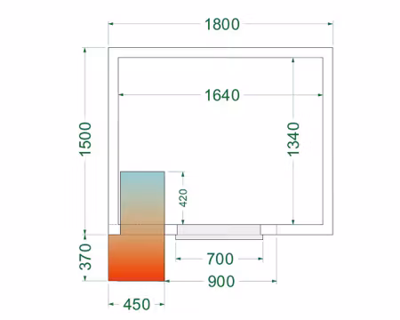 Kylrum CRPF1815, 1800x1500x2200mm Ventilerad, TEFCOLD