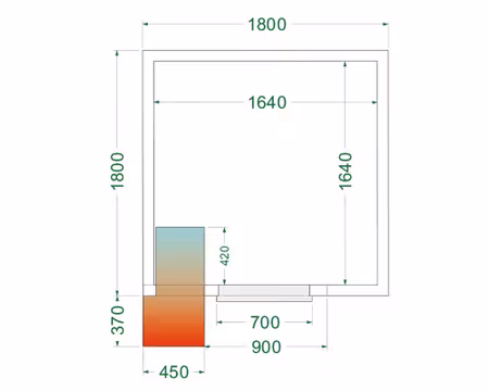 Kylrum CRPF1818, 1800x1800x2200mm Ventilerad, TEFCOLD