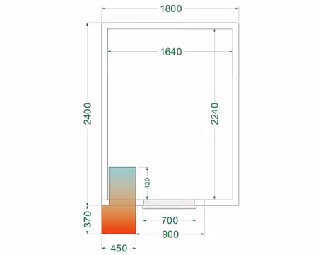Kylrum CRPF1824, 1800x2400x2200mm Ventilerad, TEFCOLD
