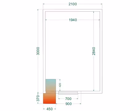 Kylrum CRPF2130, 2100x3000x2200mm Ventilerad, TEFCOLD