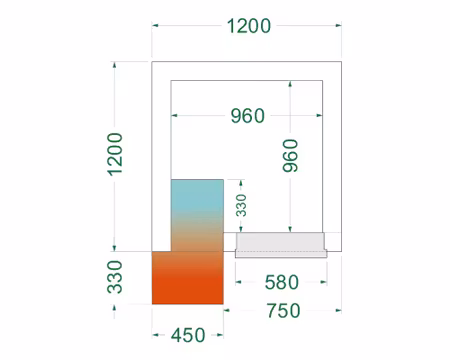 Frysrum CRNF1212, 1200x1200x2200mm Ventilerad, TEFCOLD