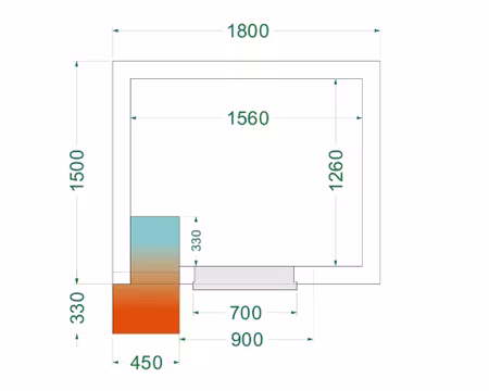 Frysrum CRNF1815, 1800x1500x2200mm Ventilerad, TEFCOLD