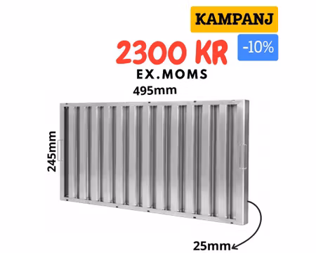 Fettfilter Med Flamskydd 495x245x25mm, BESTRO