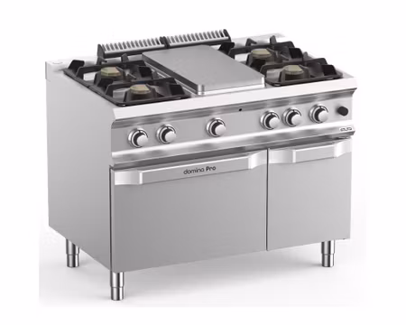 Gasspis 4xBrännare Domina Plus700, Värmeplatta+Gasugn 110x73x85cm 22kW, mBm