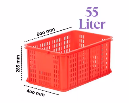 Förvaringsback 55Liter Röd, Stapelbar 600x400x285 mm Perf.