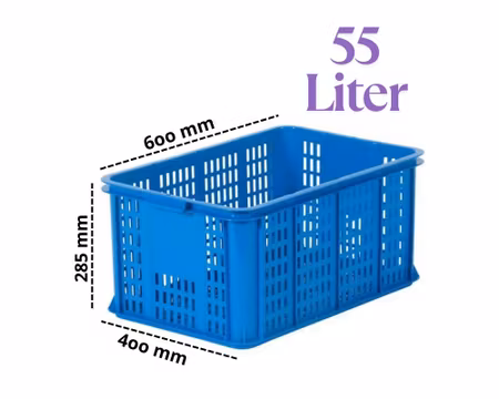 Förvaringsback 55Liter Blå, Stapelbar 600x400x285 mm Perf.