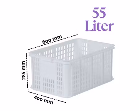 Förvaringsback 55Liter Vit, Stapelbar 600x400x285 mm Perf.