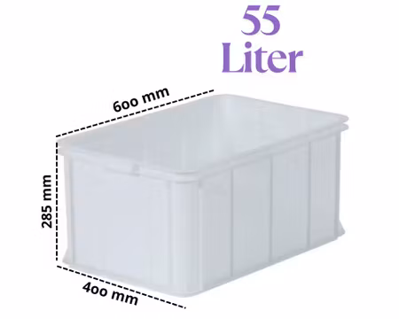 Förvaringsback 55Liter Vit, Stapelbar 600x400x285 mm