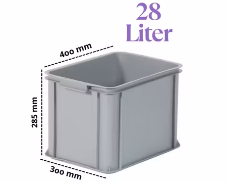 Förvaringsback 28Liter Grå, Stapelbar 400x300x285 mm