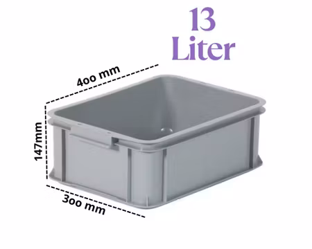 Förvaringsback 13 Liter Grå, Stapelbar 400x300x147 mm