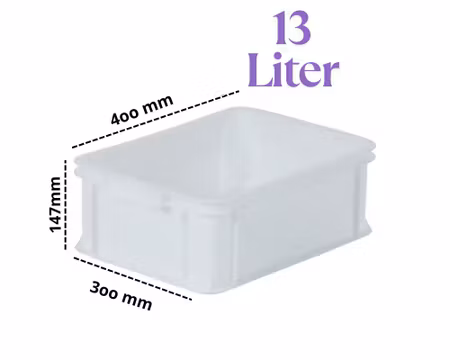 Förvaringsback 13 Liter Vit, Stapelbar 400x300x147 mm